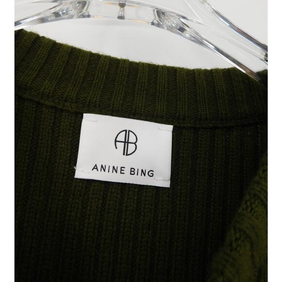 Anine Bing‎ Women's Army Green Aurora Rib Knit Side Slit Midi Dress Size Small - Picture 4 of 7